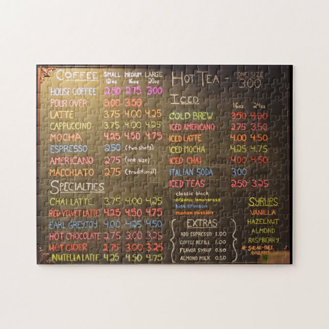 Coffee Shop Menu - 11x14 - 252 pcs Jigsaw Puzzle (Horizontal)