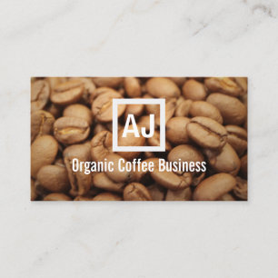 Coffee Shop Organic Coffee Beans Monogram Business Card