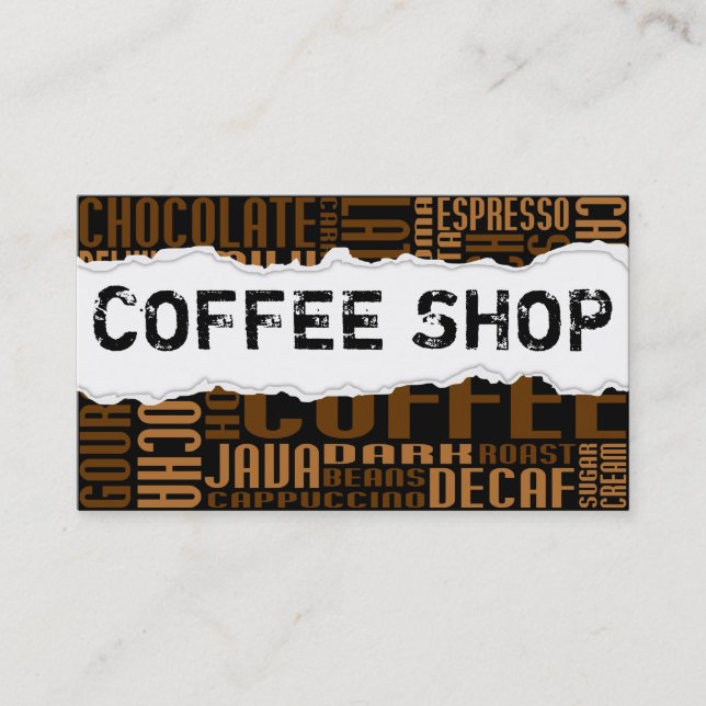 coffee shop page rip business card (Front)