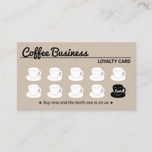 Coffee Shop Plain Beige Customer Loyalty Card
