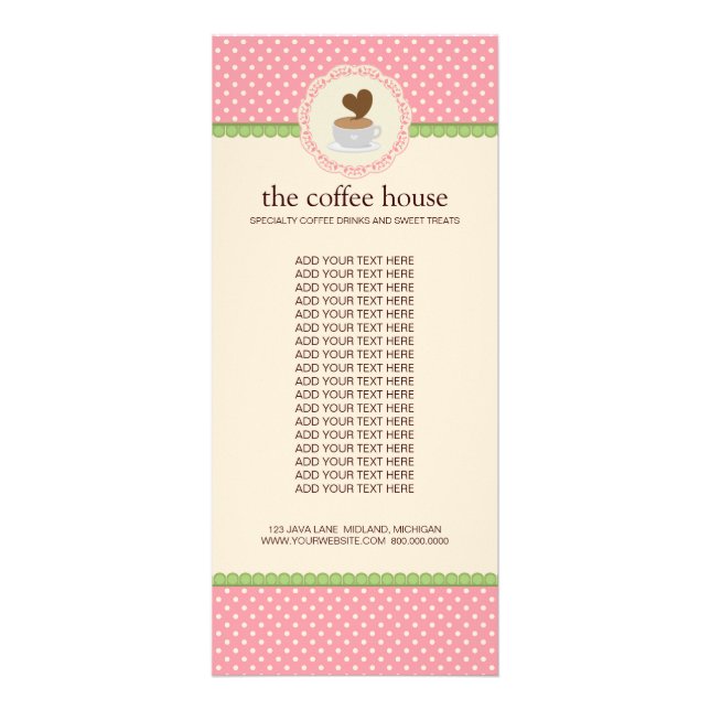 Coffee Shop Product Rack Cards (Front)