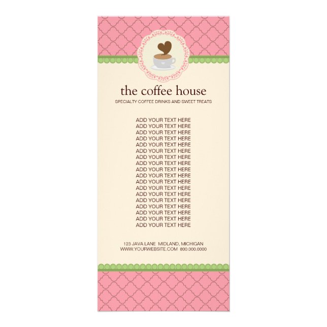 Coffee Shop Product Rack Cards (Front)