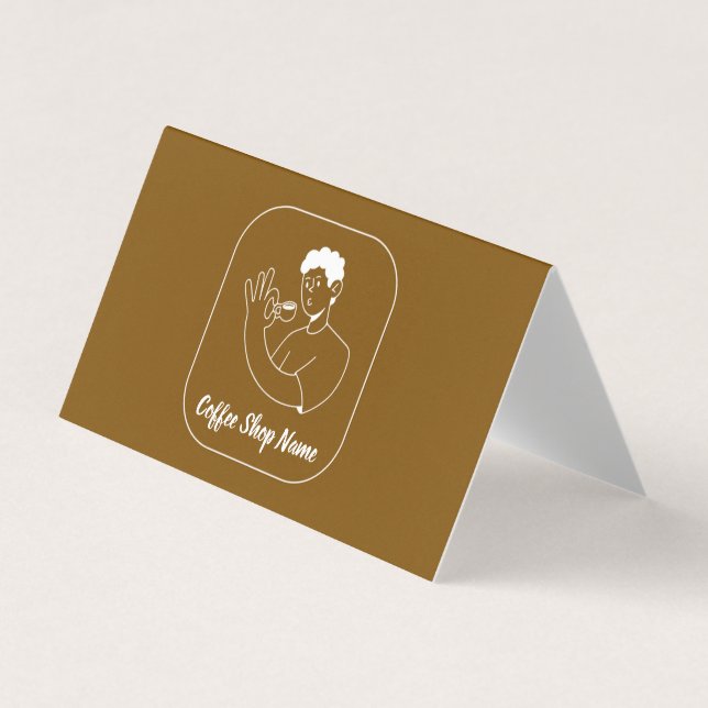 Coffee Shop QR Code Folded Business Card (Front)