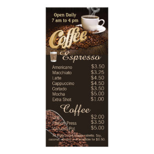 Coffee Shop Restaurant Menu and Price List