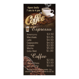 Coffee Shop Restaurant Menu and Price List