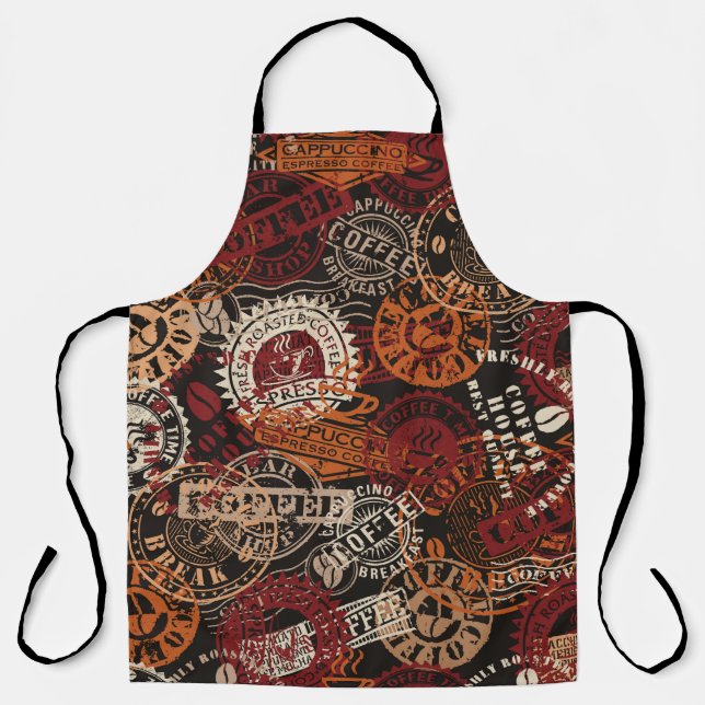 Coffee shop rubber stamp and grunge badge collecti apron (Front)