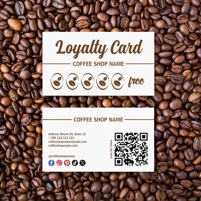 Coffee Shop Simple QR Code Loyalty Card (Creator Uploaded)