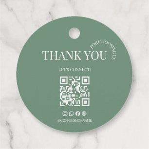 Coffee Shop Thank You QR Code Gift Tag