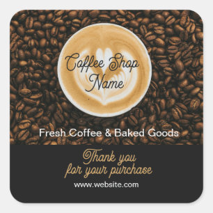 Coffee Shop Thank You Sticker   Cafe Thank You