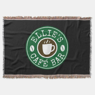 Coffee shop throw blankets with custom logo
