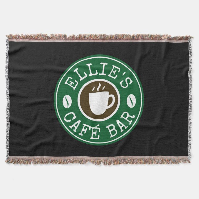 Coffee shop throw blankets with custom logo (Front)