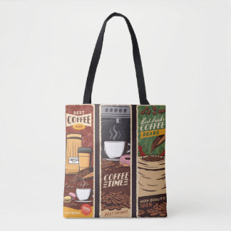 Coffee shop vintage vintage banners, cafeteria an tote bag