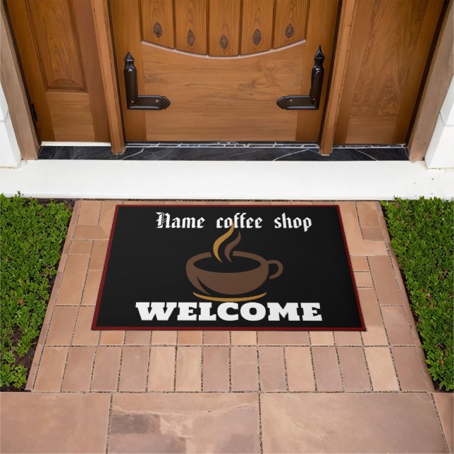 Coffee Shop Welcome restaurant Personalised Name Doormat (Outdoor)