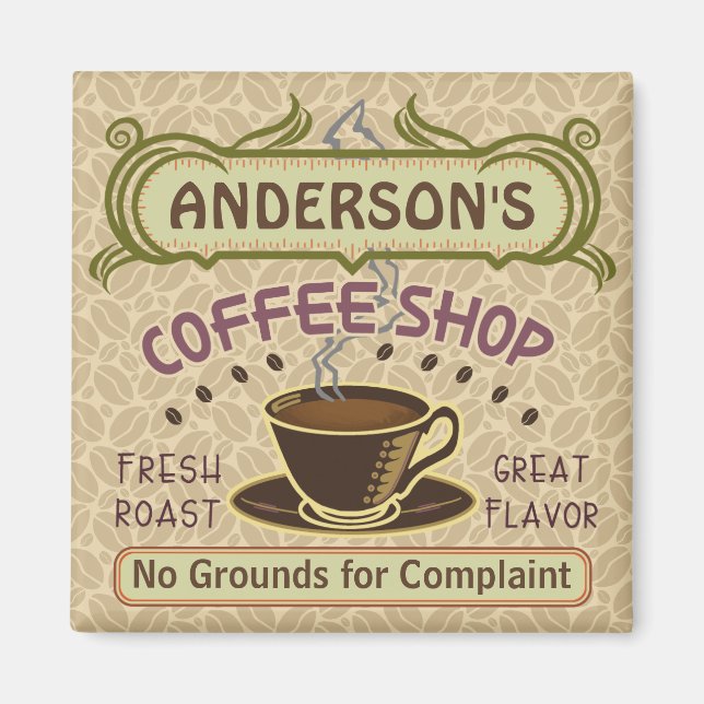 Coffee Shop with Cup Create Your Own Personalised Magnet (Front)