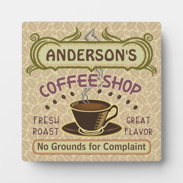 Coffee Shop with Cup Create Your Own Personalised Plaque (Front)