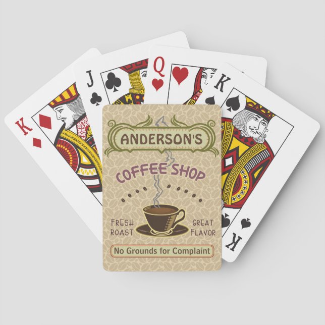 Coffee Shop with Cup Create Your Own Personalised Playing Cards (Back)