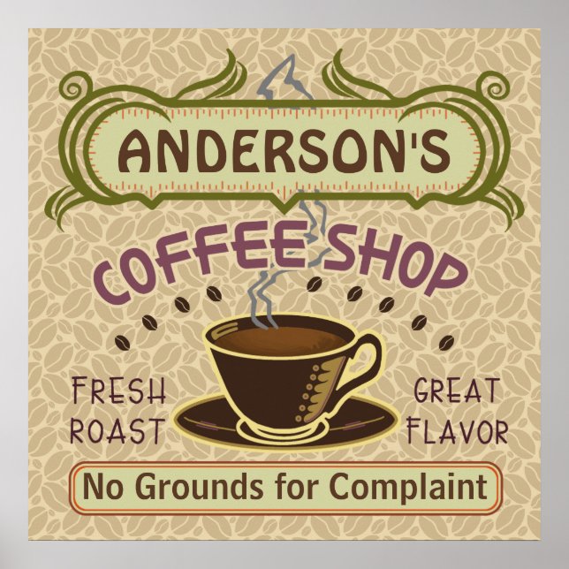 Coffee Shop with Cup Create Your Own Personalised Poster (Front)