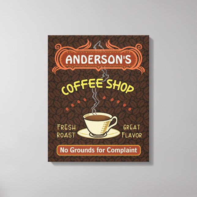 Coffee Shop with Mug Create Your Own Personalised Canvas Print (Front)