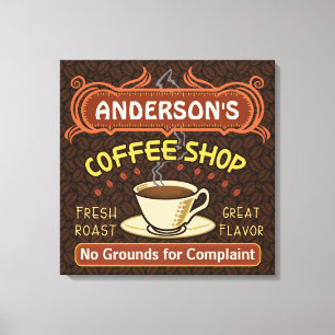 Coffee Shop with Mug Create Your Own Personalised Canvas Print