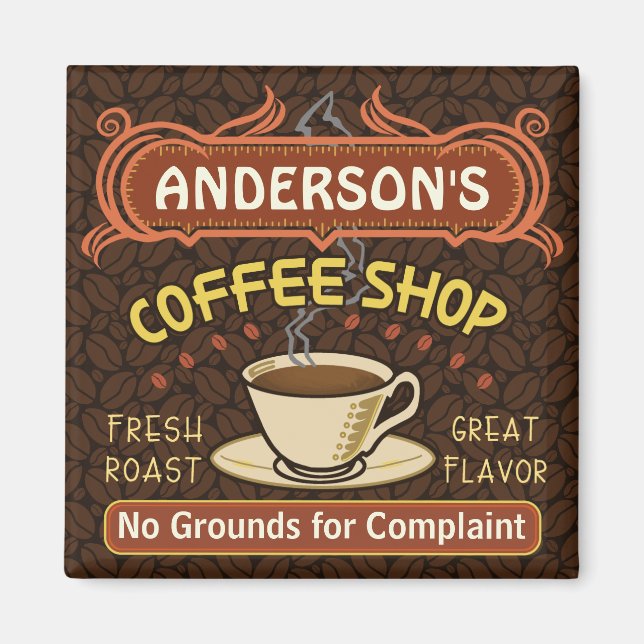 Coffee Shop with Mug Create Your Own Personalised Magnet (Front)