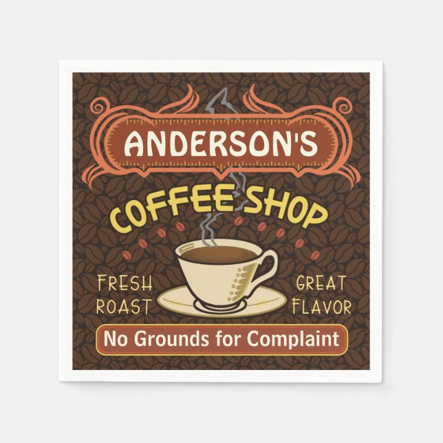 Coffee Shop with Mug Create Your Own Personalised Napkin (Front)