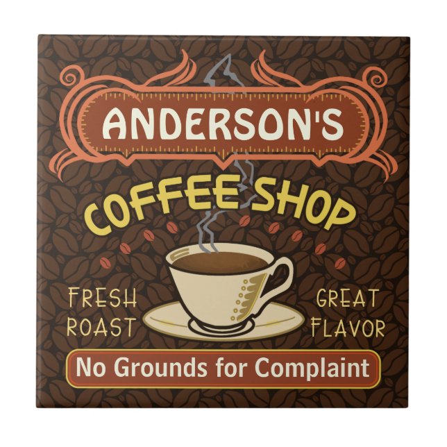 Coffee Shop with Mug Create Your Own Personalised Tile (Front)