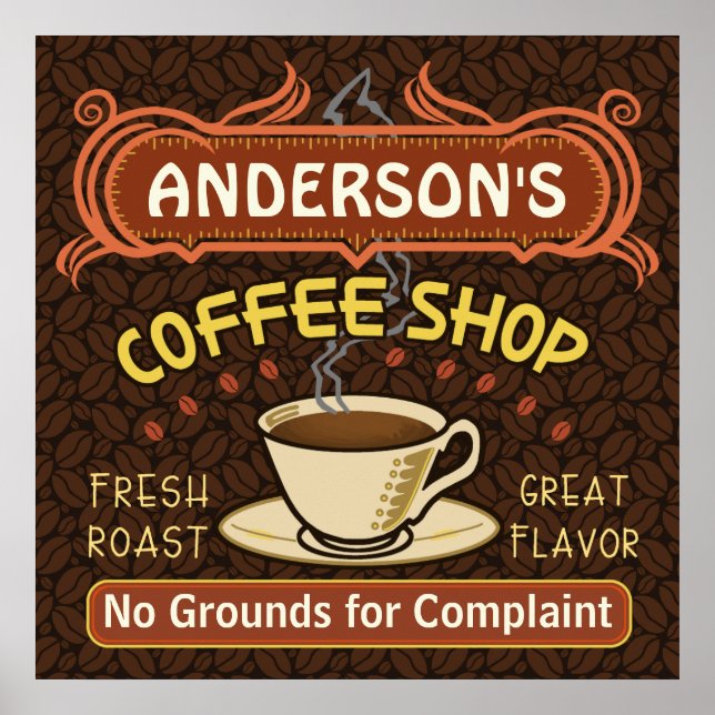 Coffee Shop with Mug Create Your Own Personalized Poster (Front)