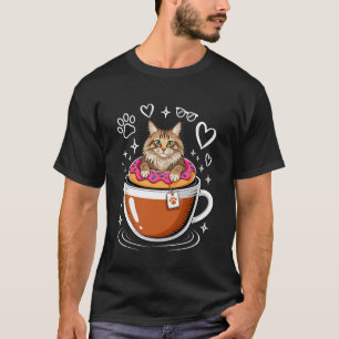 Coffee Siberian Cat Moscow Longhairs Doughnut T-Shirt