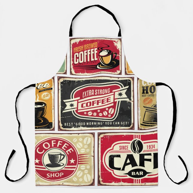 Coffee signs and labels collection. Retro and vint Apron (Front)