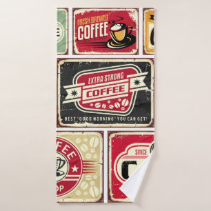 Coffee signs and labels collection. Retro and vint Bath Towel