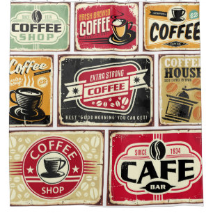Coffee signs and labels collection. Retro and vint Shower Curtain