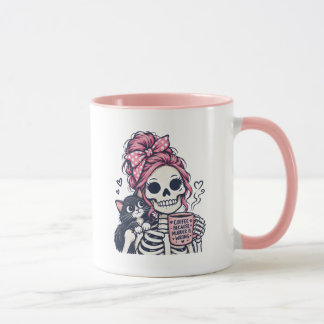 Coffee Skeleton Girl Cat Mug