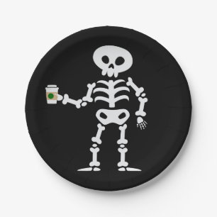 coffee skeleton halloween skull cute funny gothic paper plate