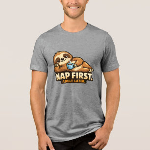 Coffee Sloth - Critter Kingdom Tri-Blend Shirt
