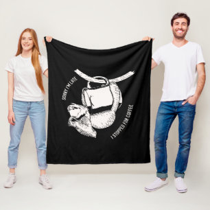 Coffee Sloth (white) Fleece Blanket