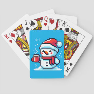 Coffee Snowman - Cozy Pixel Art Christmas Design Playing Cards
