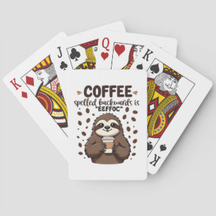 Coffee Spelled Backwards is eeffoC Caffeine Sloth Playing Cards
