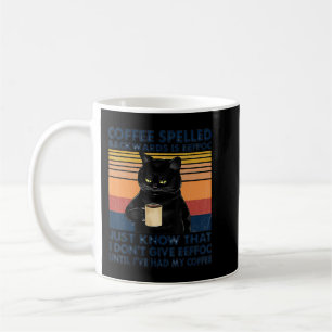 Coffee Spelled Backwards Is Eeffoc Cat Drinking Vi Mug
