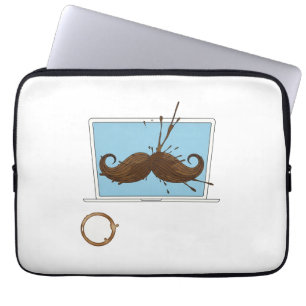 Coffee Spill Moustache Sleeve   Funny Laptop Work 