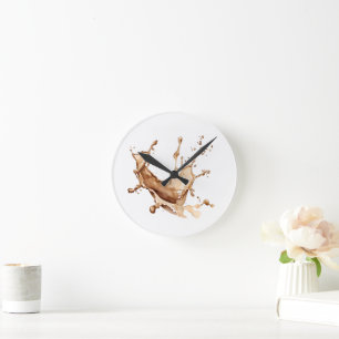 Coffee Spill Round Clock