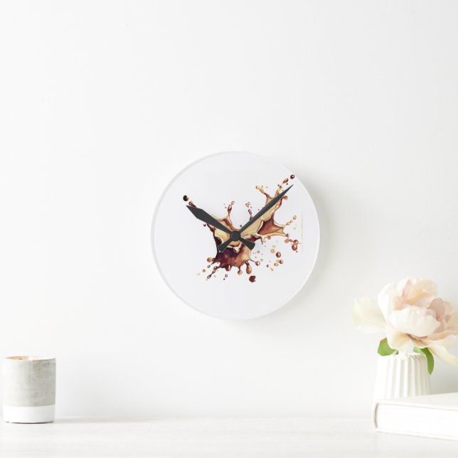 Coffee Spill Round Clock (Home)