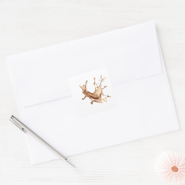 Coffee Spill Square Sticker (Envelope)