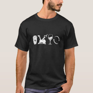 Coffee Spin Wine Repeat Workout Gym Spinning Class T-Shirt