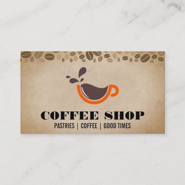 Coffee Splash in Cup Logo Business Card (Front)