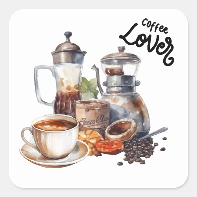 coffee square sticker (Front)