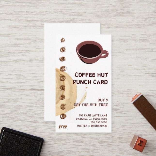 Coffee Stain and Cup Drink Punch Card (Front/Back In Situ)