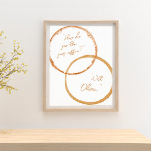 Coffee Stain Art Couple’s Cute Bedroom Poster