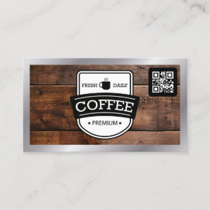 Coffee Stain   Coffee Shop Barista Wood Background Business Card