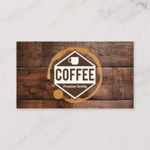 Coffee Stain   Coffee Shop Barista Wood Trim Business Card