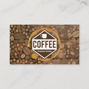 Coffee Stain   Coffee Shop Barista Wood Trim Business Card